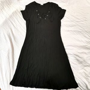 Garage - T Shirt Dress with Lace-up Neckline